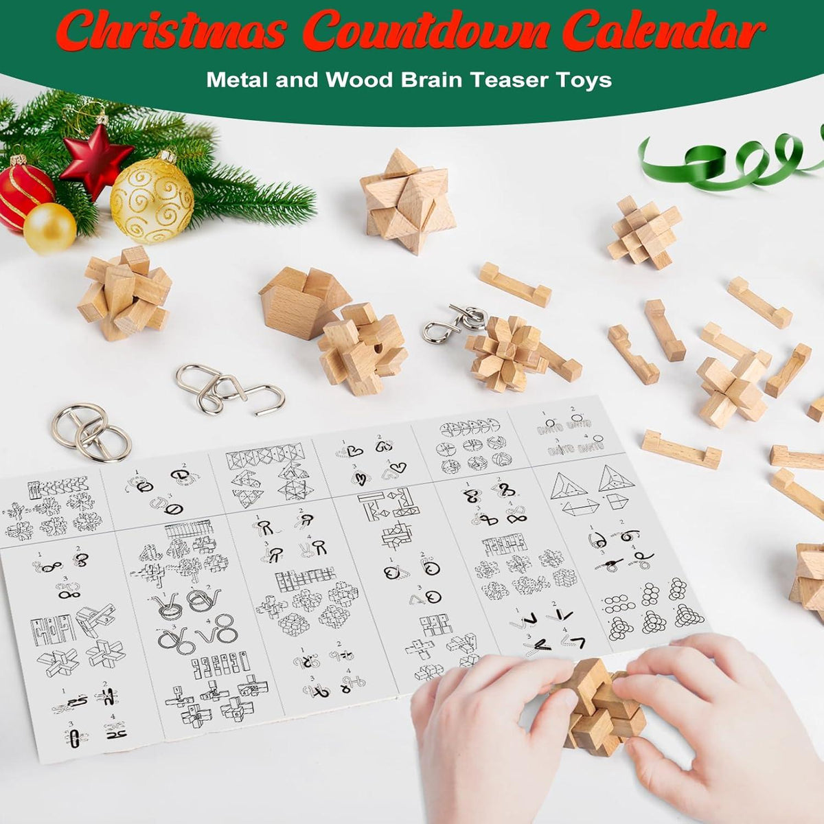 Knobelspiele Adventskalender 2024 Metall Holz Puzzle
