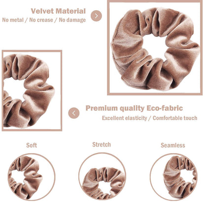 12er Set Haargummis Scrunchies aus Samt, Weiche elastische Haarbänder in neutralen Farben