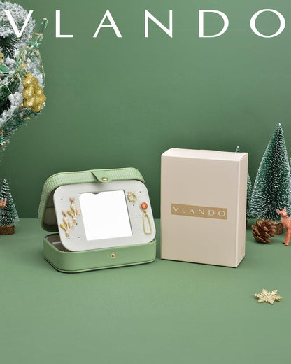 Vlando Reise Schmuckkästchen Vintage Mädchen Leder Grün
