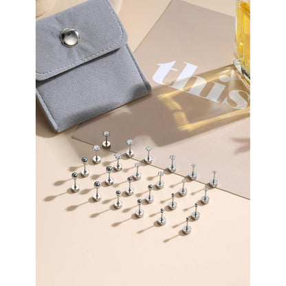 12 Paar Edelstahl Ohrstecker Set – Kleine CZ Kugeln für Damen & Herren
