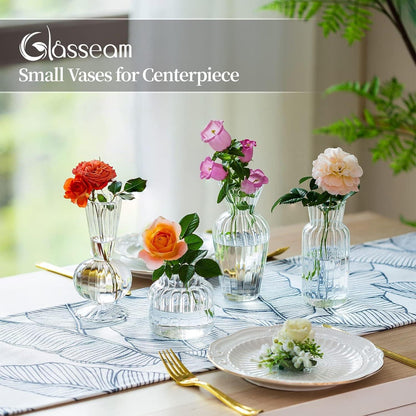 Kleine Vintage Glasvasen Set für Hochzeit Tischdeko Blumenarrangements