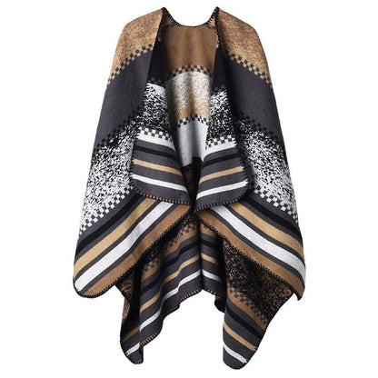 Warmer Strickponcho mit offenem Kragen für Damen