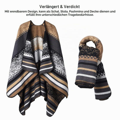 Warmer Strickponcho mit offenem Kragen für Damen