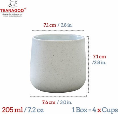 Japanische Teetassen Keramik 205ml 4er Set Hellgrau H5 Asia Cups