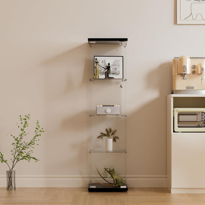 Standvitrine Schwarz – Glasvitrine mit 4 Böden & Schloss