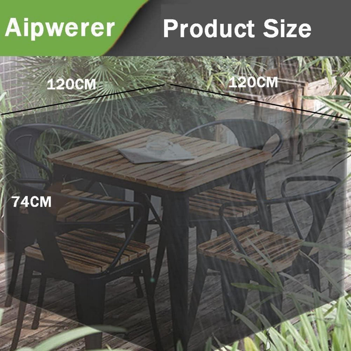 Wasserdichte Abdeckplane Gartenmöbel Rechteckig 120x120x72cm