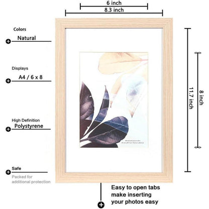 Scholar Tree Bilderrahmen A4 Echtholz Plexiglas Wandmontage