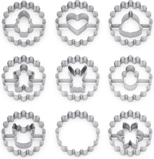Plätzchen Ausstecher Set 9 Stück für Weihnachten - Edelstahl Linzer