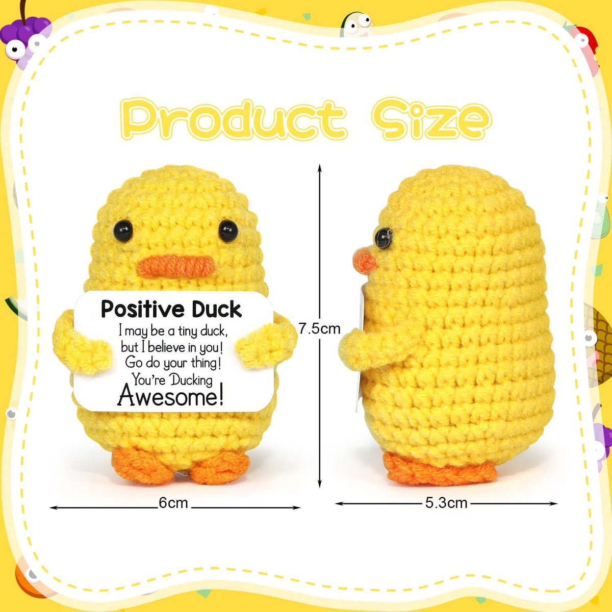 Positive Duck Puppe mit Aufmunterungskarte - Handgemachte