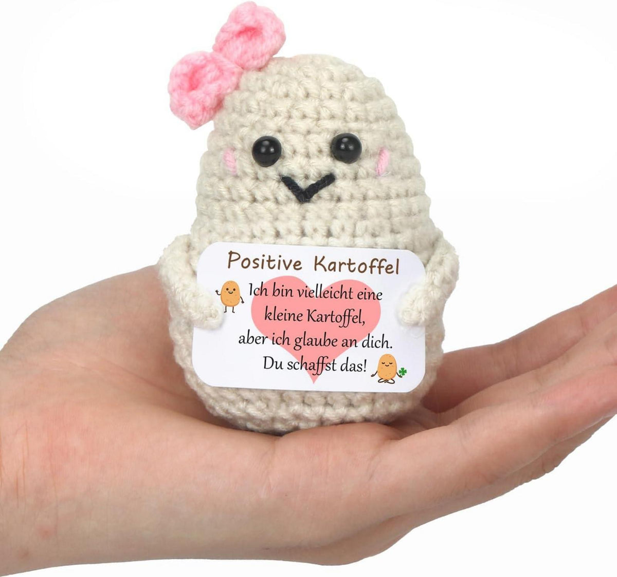 Positive Kartoffel Pocket Hug Herzform Glücksbringer Puppe Energiekarte A21-4