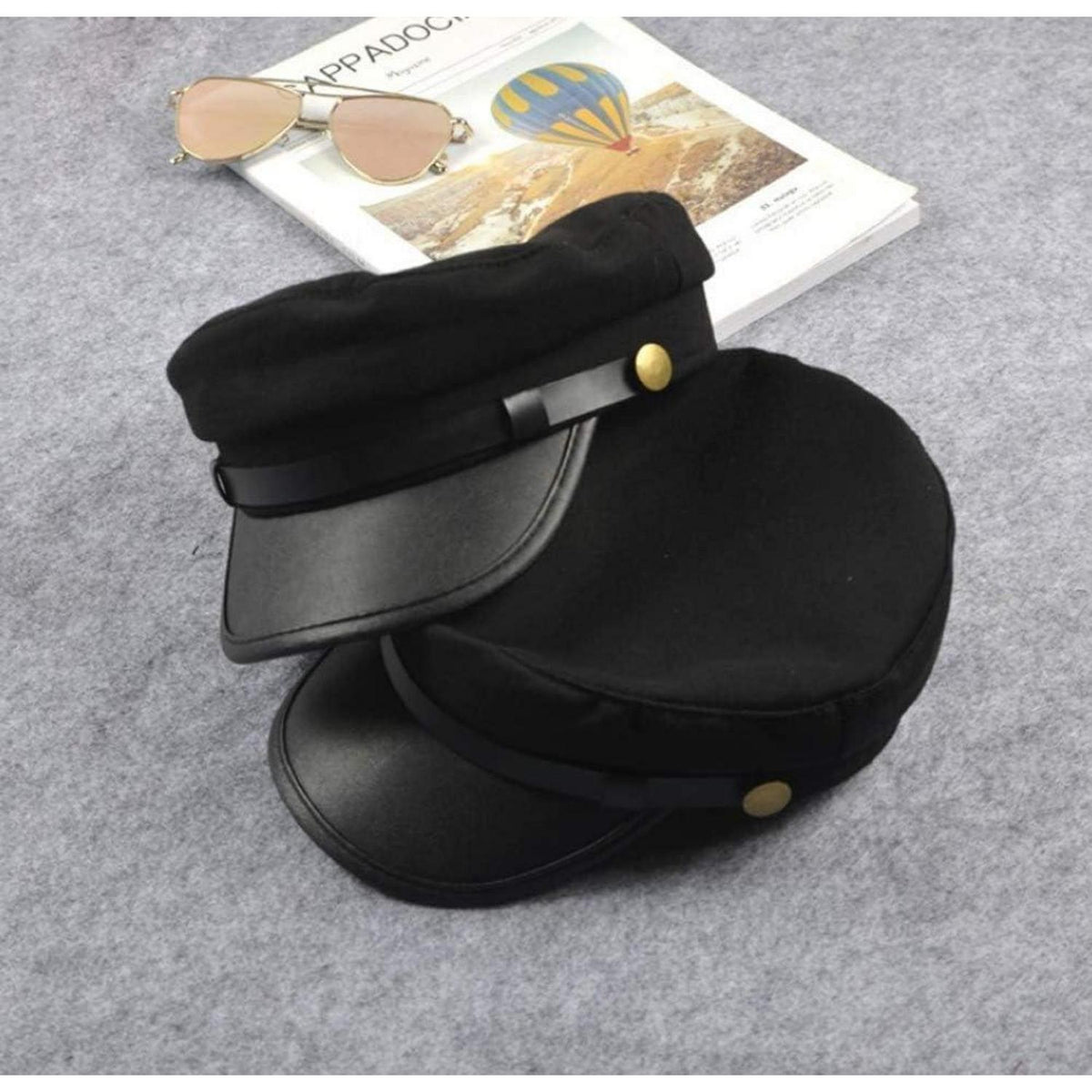 Retro Militärmütze Schwarz – Baumwolle, Medium