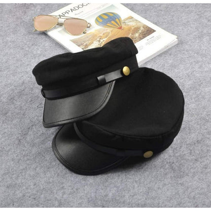 Retro Militärmütze Schwarz – Baumwolle, Medium