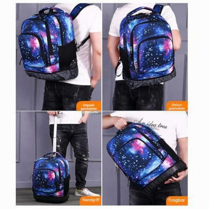 Trolley Rucksack Sternenviolett – Multifunktionaler Schulrucksack für Jungen & Mädchen