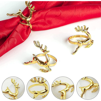 12 Stück Weihnachten Rentier Serviettenringe Gold Hirsch für