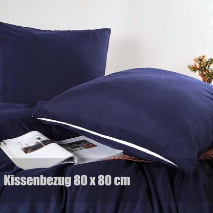 Bettwäsche Set 200x220 Marineblau Mikrofaser Bügelfreimit
