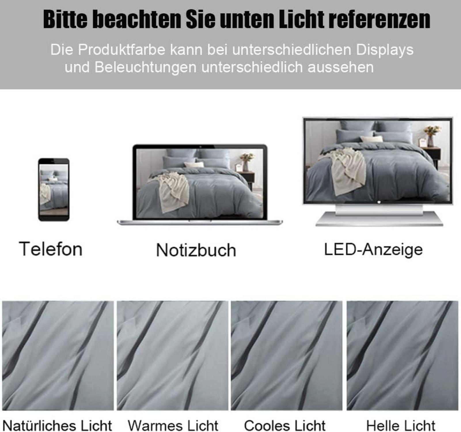 Soifox Bettwäsche 200x220 Grau Mikrofaser Set 2-tlg. Reißverschluss