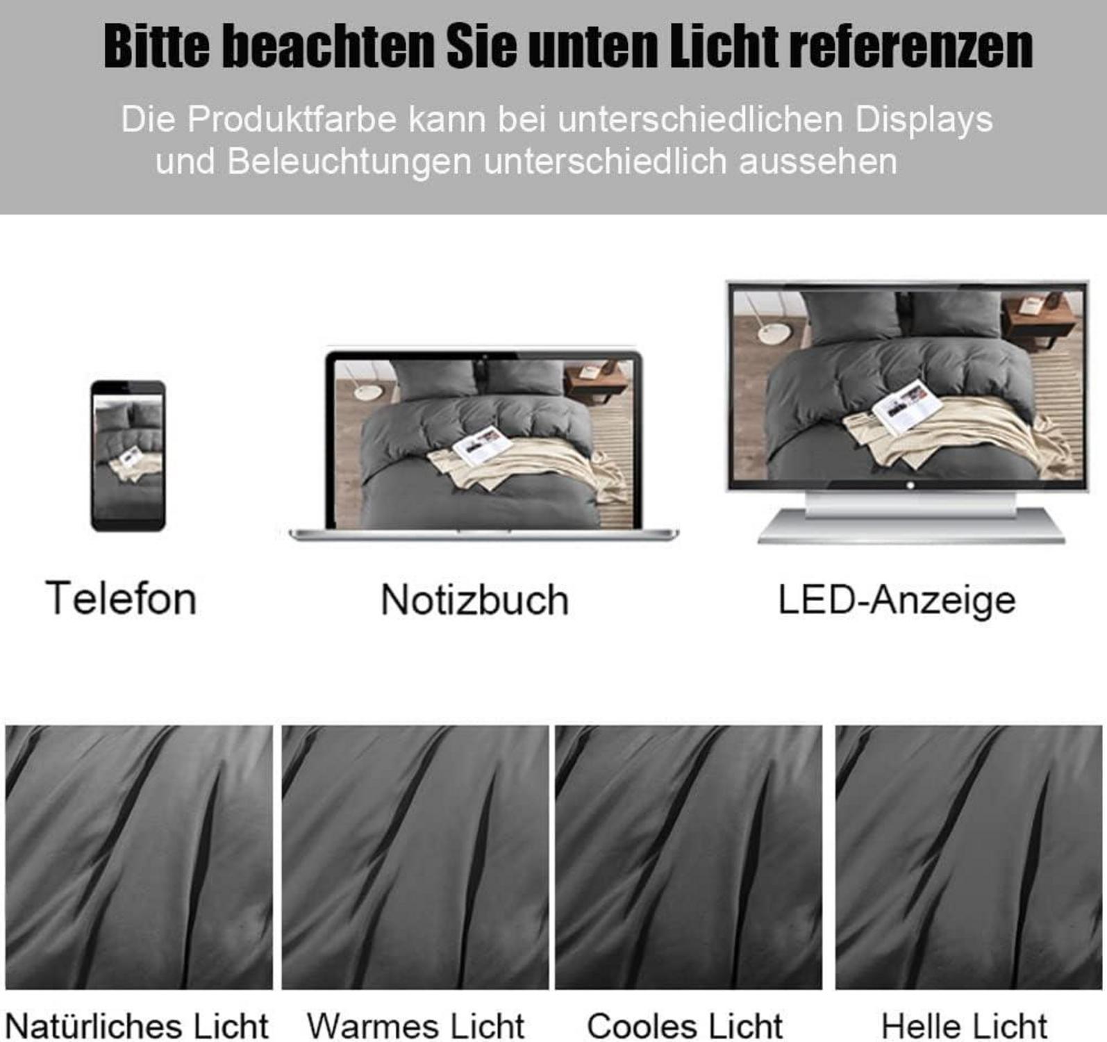Bettwäsche Set Anthrazit Mikrofaser Reißverschluss 155x220cm & 80x80cm