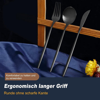 Besteckset Edelstahl 24 Teile für 6 Personen Matt Schwarz