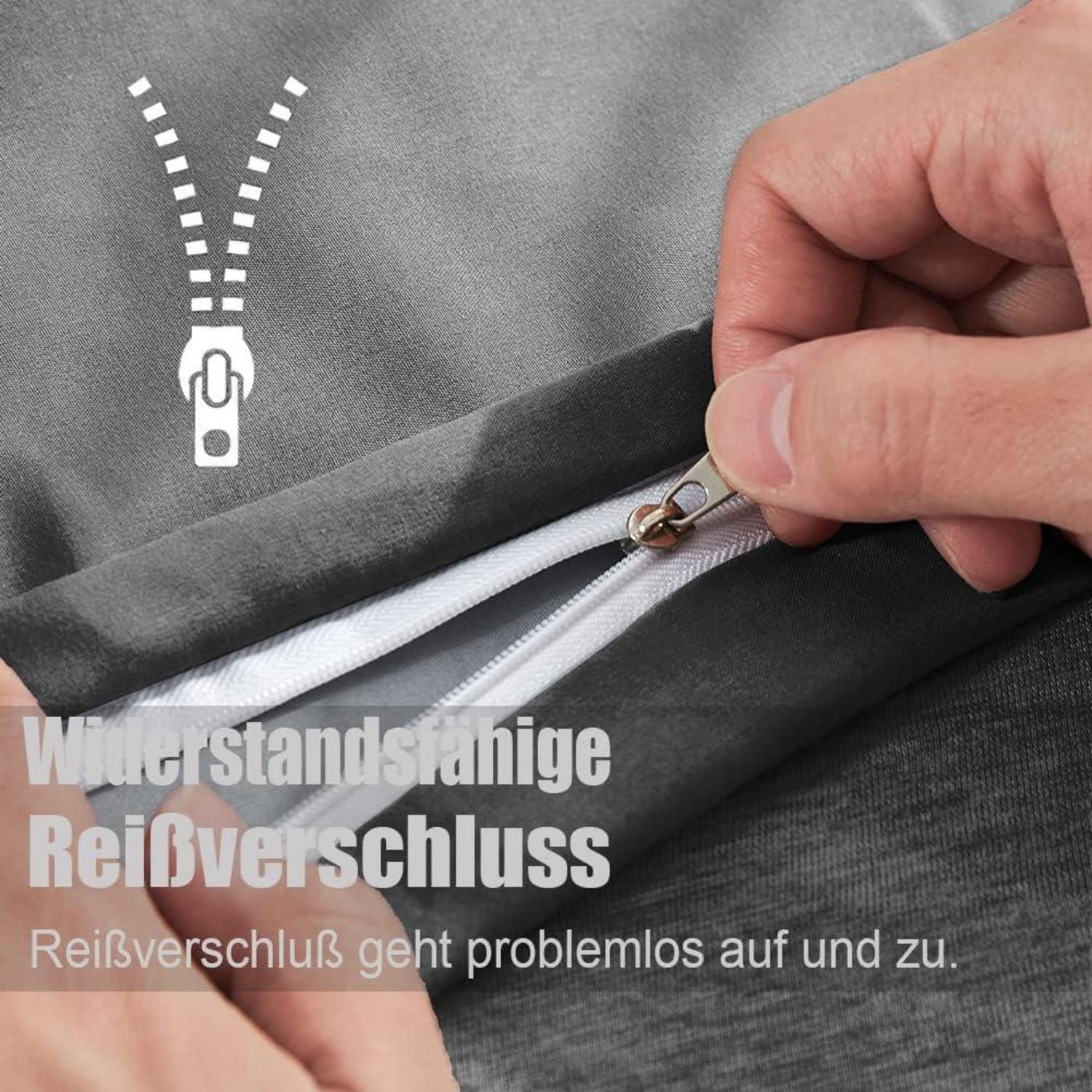 Bettwäsche Set Mikrofaser 220x240 Anthrazit 2er Set mit 80x80