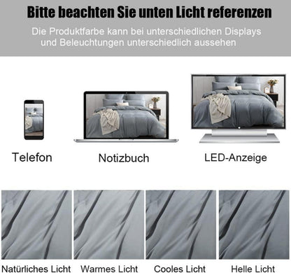 Soifox Bettwäsche 200x200 Set Grau Mikrofaser Reißverschluss 80x80cm