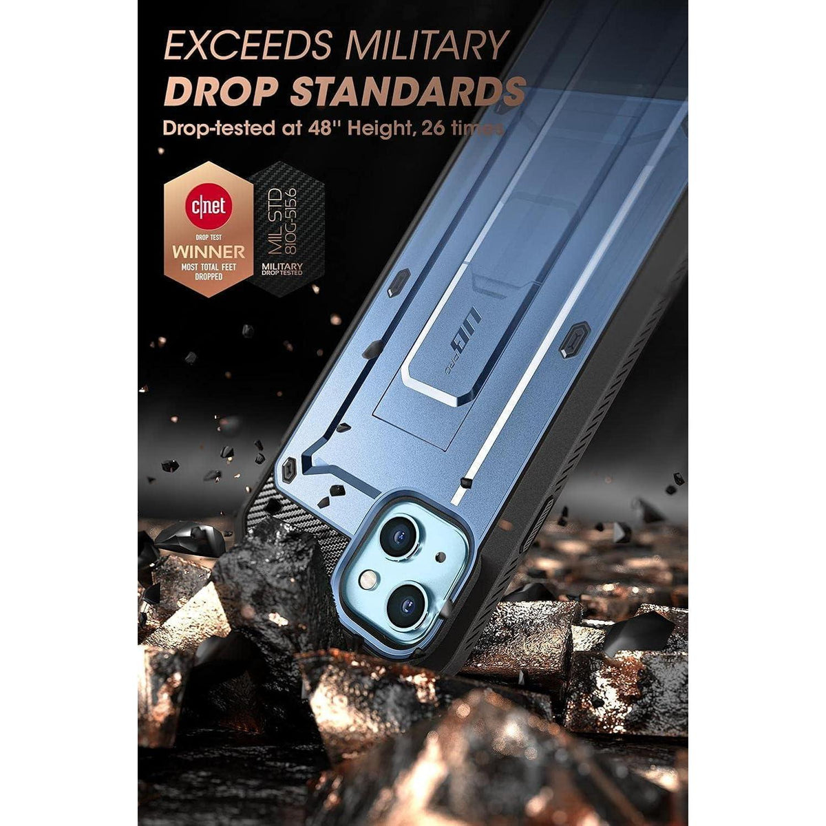 Schutzhülle iPhone 13 6,1 Zoll Ganzkörper Rugged Holster Blau