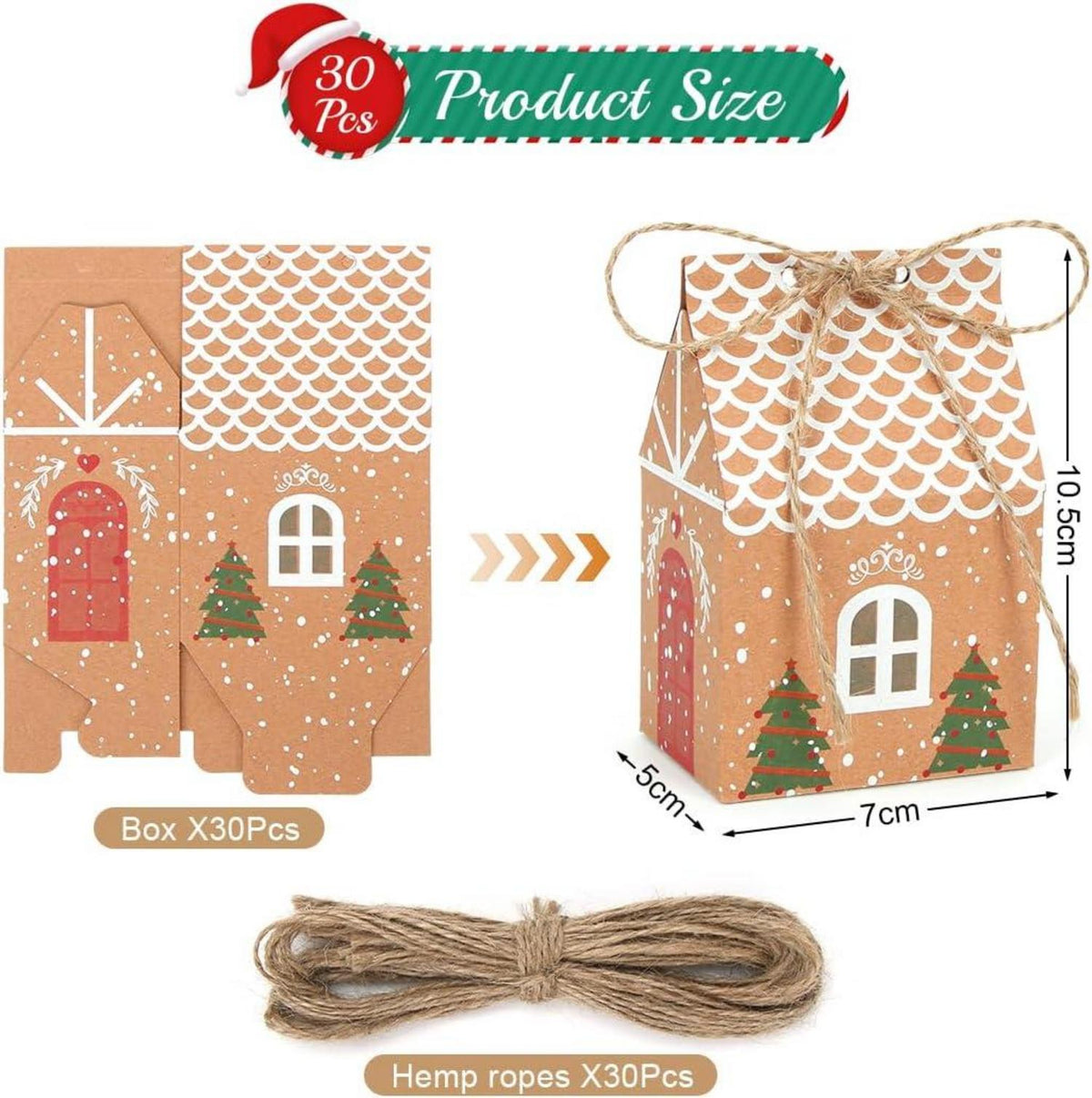 Sprinlot 30 Stück Geschenkbox Weihnachten Kraftpapier Gelb