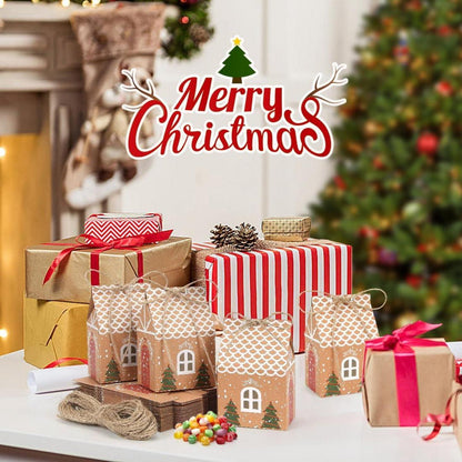 Sprinlot Geschenkbox Weihnachten Kraftpapier Süßigkeitenbox Hanfseil