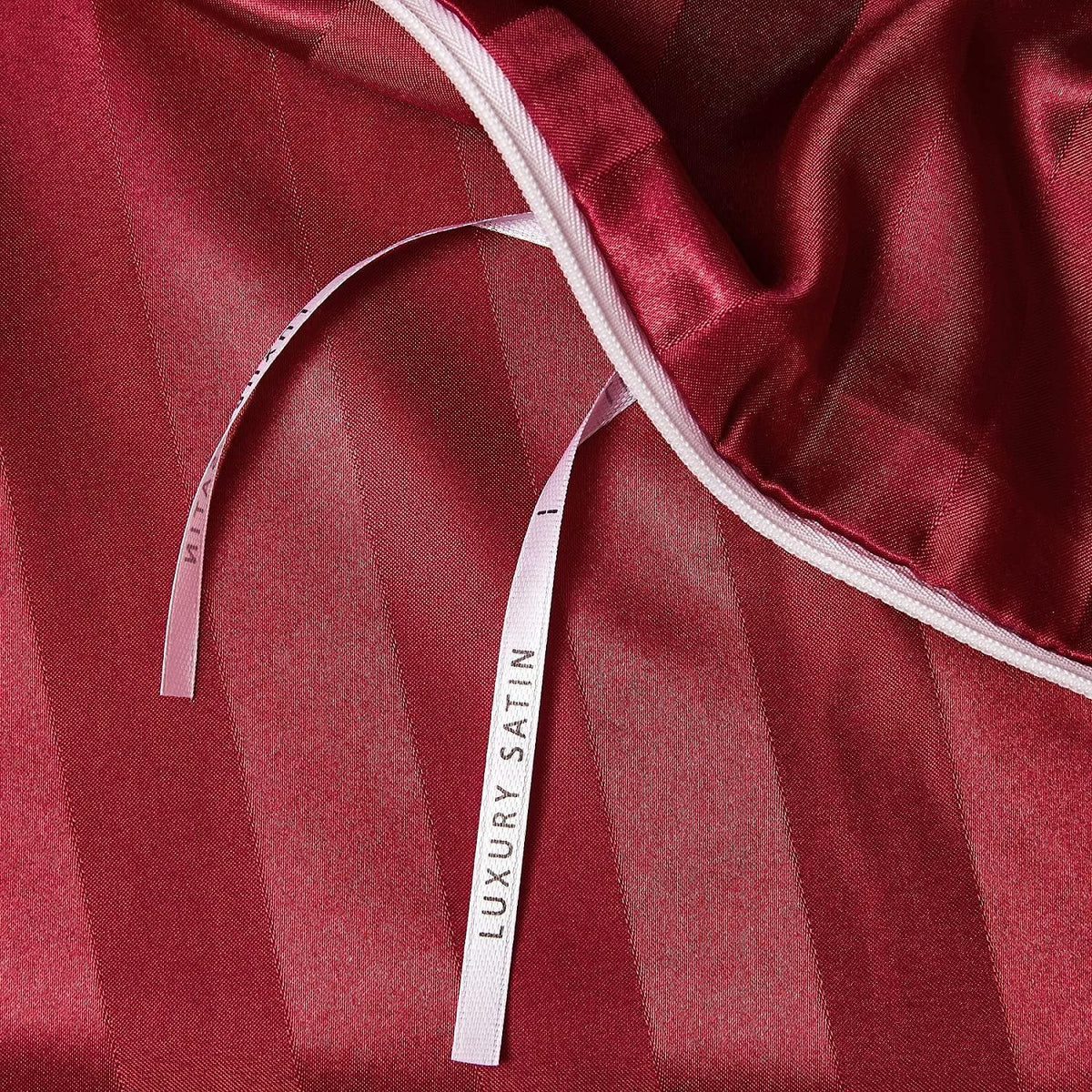 Satin Bettwäsche Set 135x200cm Rot – Gestreift & Seidig Glänzend