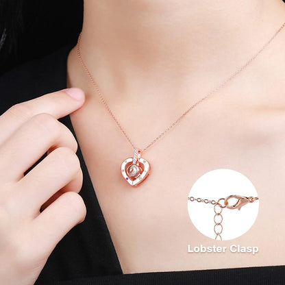 ADAZ Ewige echte Rose mit I Love You Halskette Blau - Geschenkbox für sie - Valentinstag Muttertag Hochzeit Jahrestag