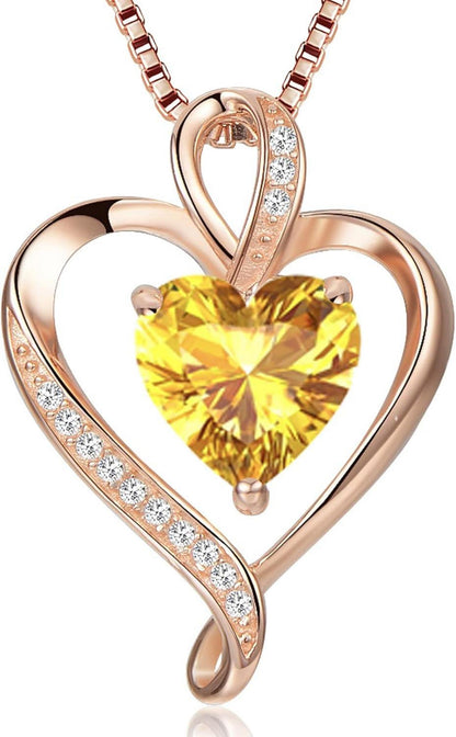Herzkette 925 Silber Rosegold Halskette Damen Kubikstein
