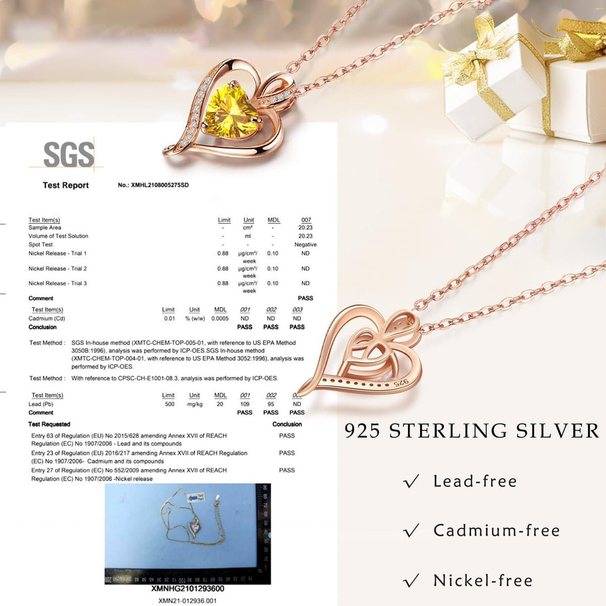 LAVUMO Herz Halskette 925 Silber Rosegold Damen Kubikstein Weihnachten