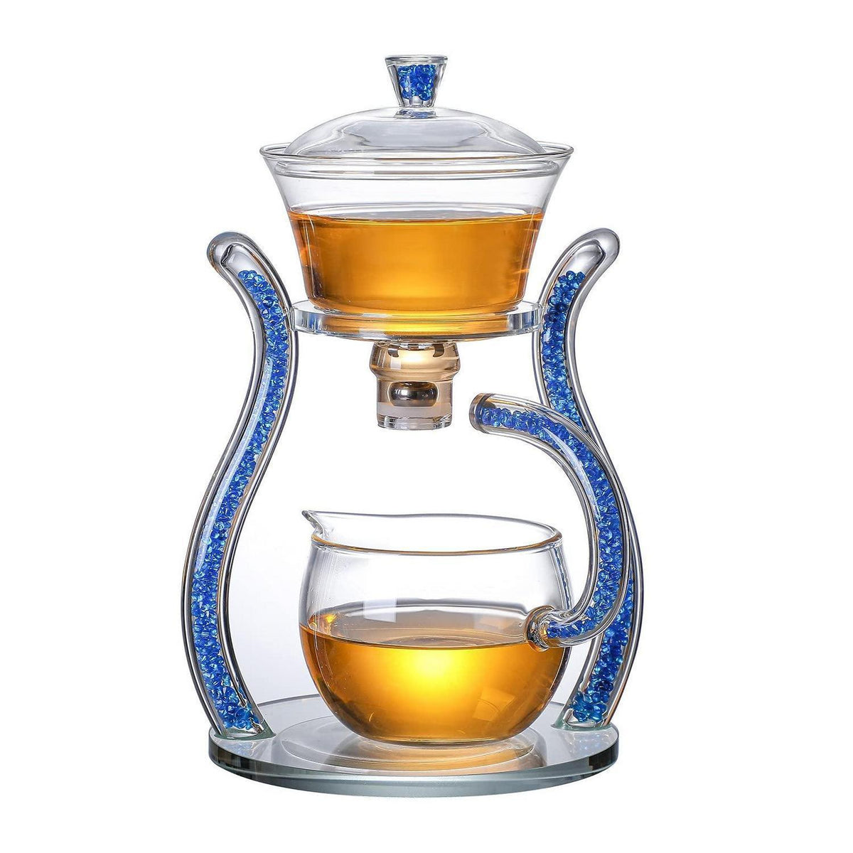 Glas-Teekanne Set mit Infusor & Rotation – Blau
