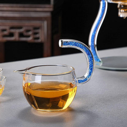 Glas-Teekanne Set mit Infusor & Rotation – Blau