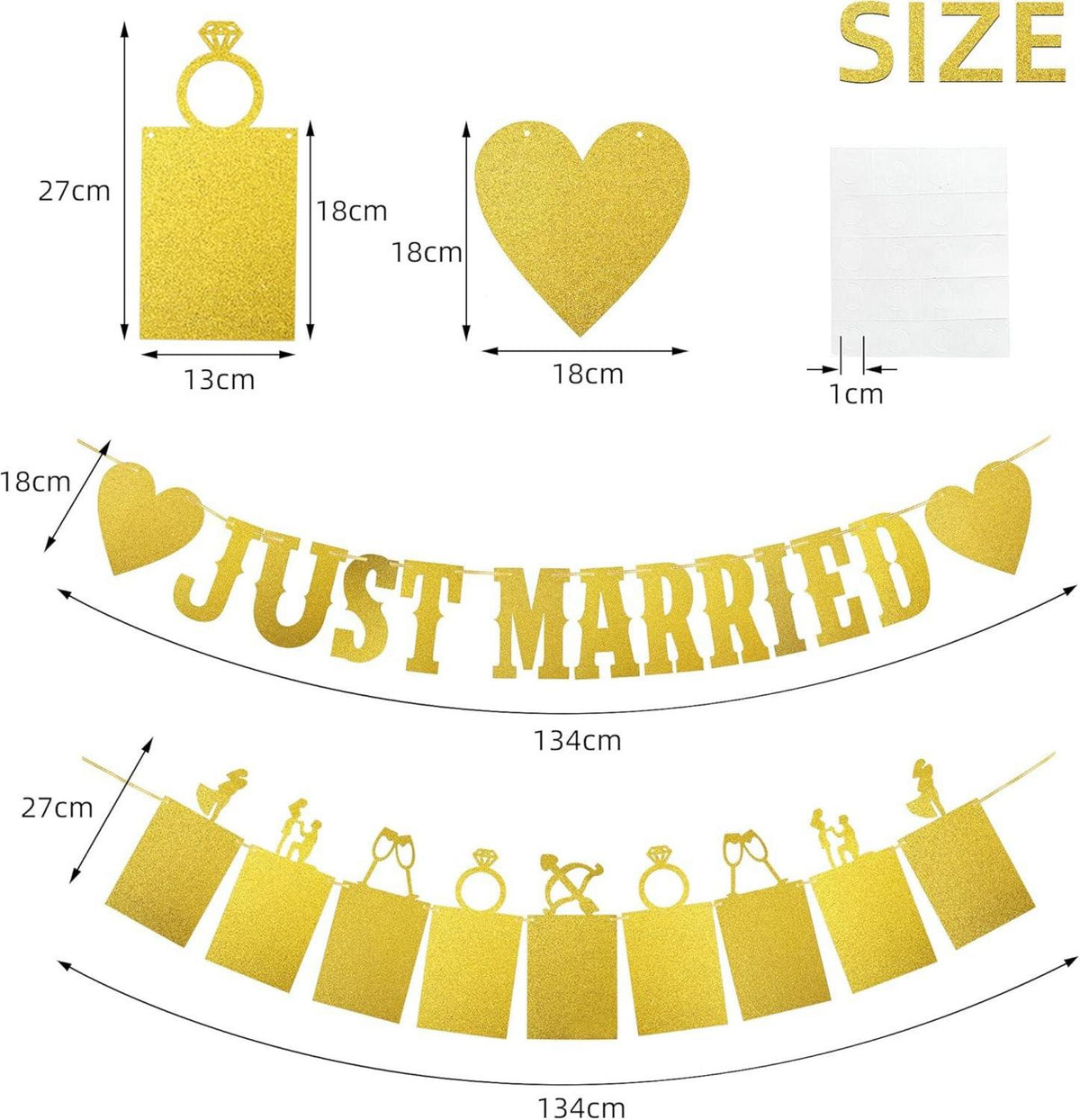 Just Married Banner und Girlande mit Fotobanner für Hochzeit
