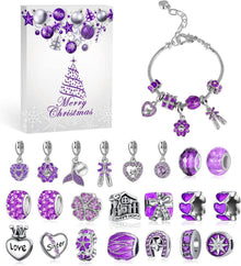 Schmuck Adventskalender für Mädchen mit lila Herzanhänger - 2024