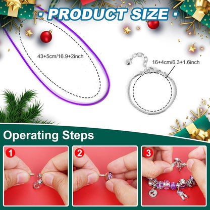 Adventskalender 2024 Lila Schmuck DIY Mädchen Herz Perlen Set