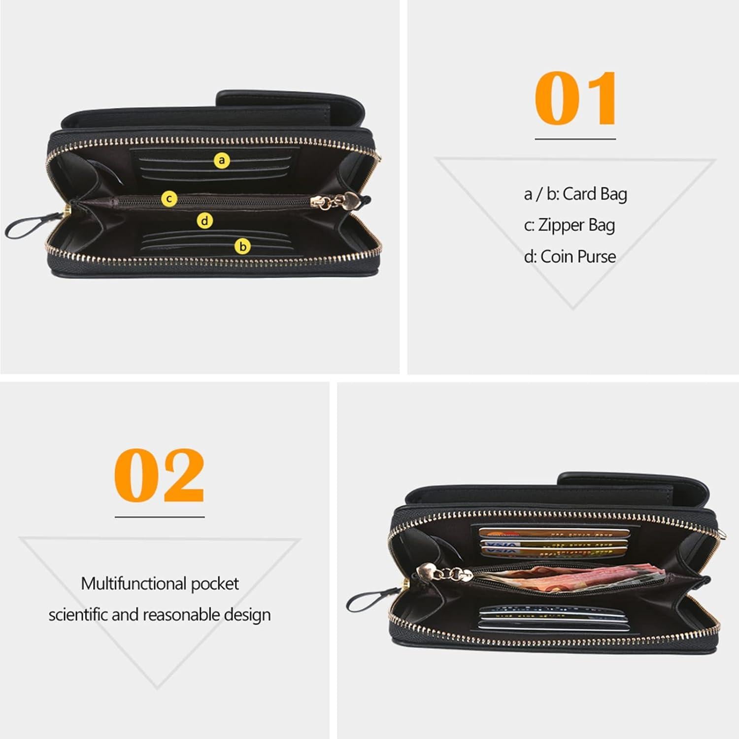 Aucuu Damen PU Leder Umhängetasche mit Quaste, Mini Crossbody Handytasche