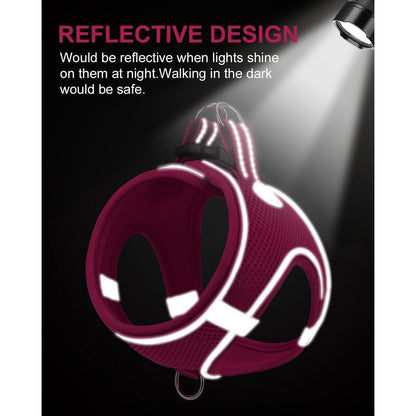 Joytale Hundegeschirr Reflektierend Air-Mesh Atmungsaktiv Leuchtend Rosa L