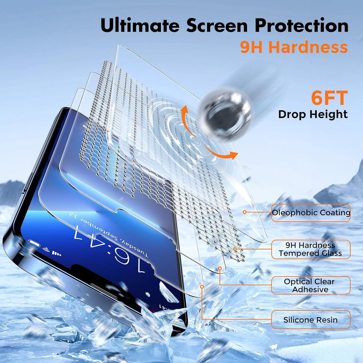 UNBREAKcable Schutzfolie iPhone 13 Pro 2 Stück 9H Panzerfolie 2.5D Displayschutzfolie Transparent