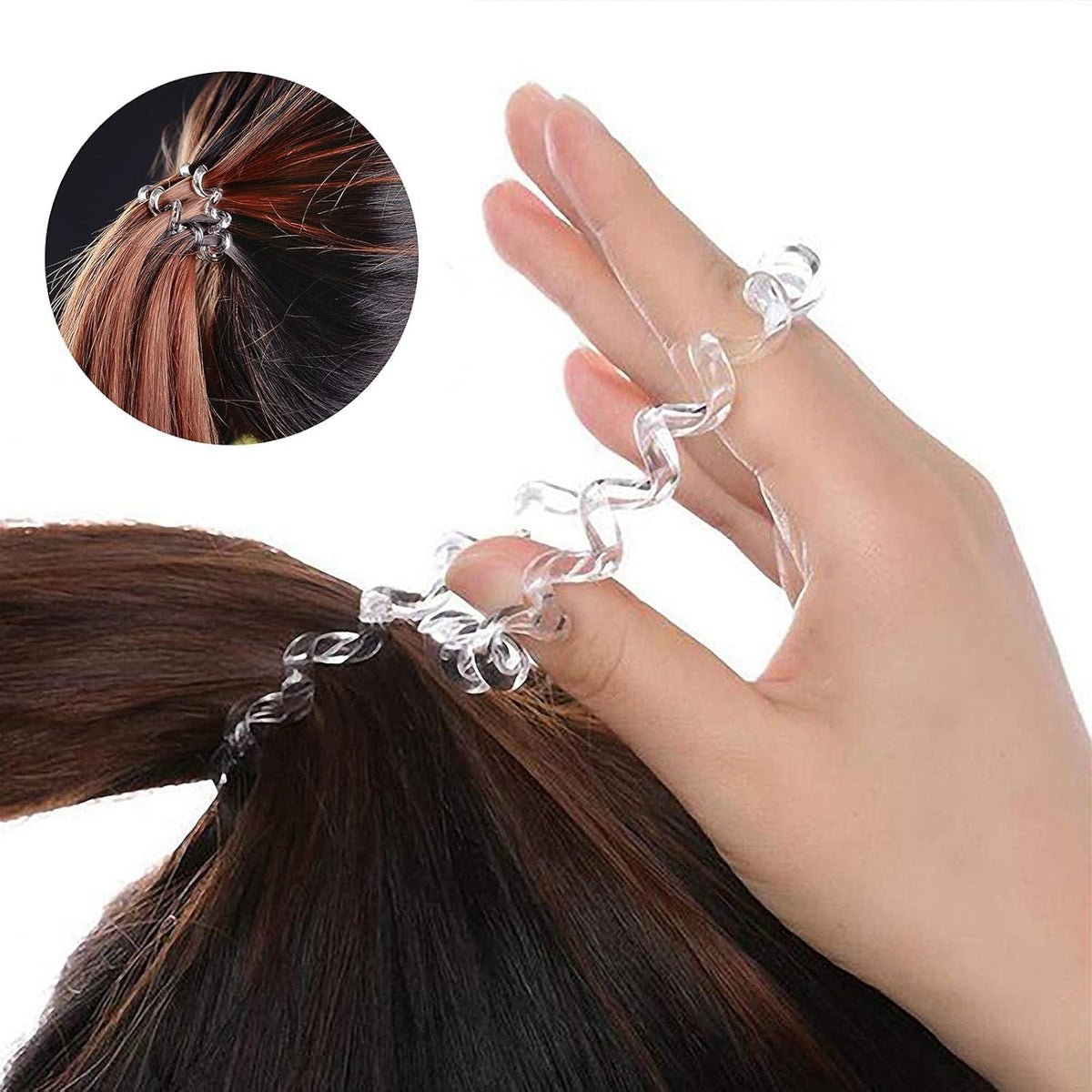 16er Set Telefonkabel Spiral Haargummis Damen Mädchen Schwarz Fitness