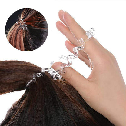 16er Set Telefonkabel Spiral Haargummis Damen Mädchen Schwarz Fitness