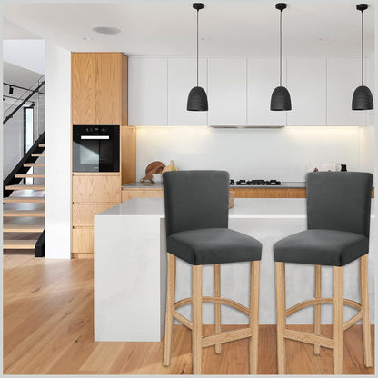 Barhocker-Bezüge Stretch Grau, 2 Stück – Waschbar & Abnehmbar
