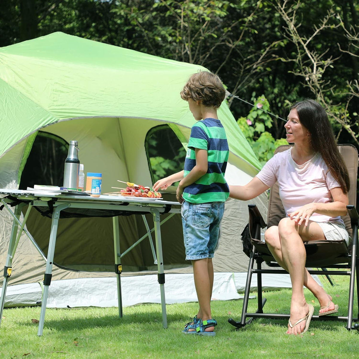 Faltbarer Campingtisch Aluminium höhenverstellbar 90x53cm für 4 Personen