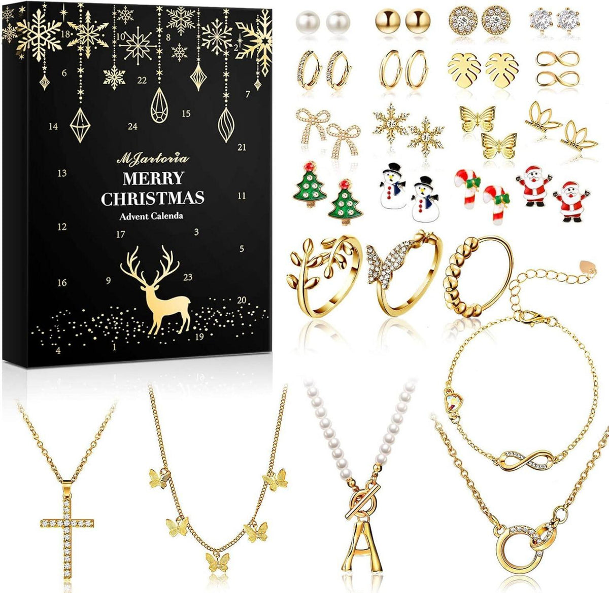 Schmuck Adventskalender 2024 Weihnachts Countdown 24 Überraschungen