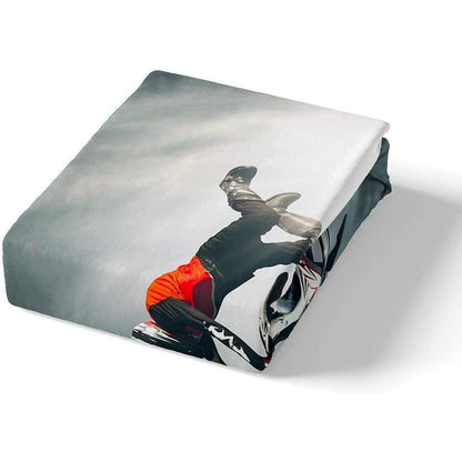 Motocross Bettwäsche Set 135x200cm – Kinderzimmer Motorrad Design