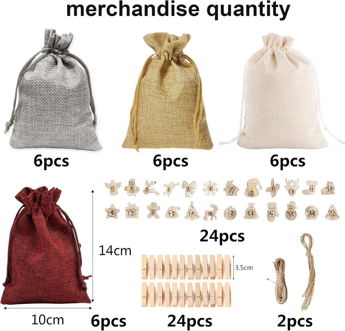 Adventskalender zum Befüllen Weihnachten DIY Holzanhänger