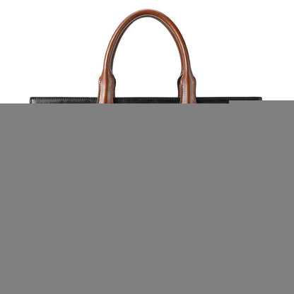 Damen Leder Aktentasche für 15.6 Zoll Laptop, Schwarz+Braun