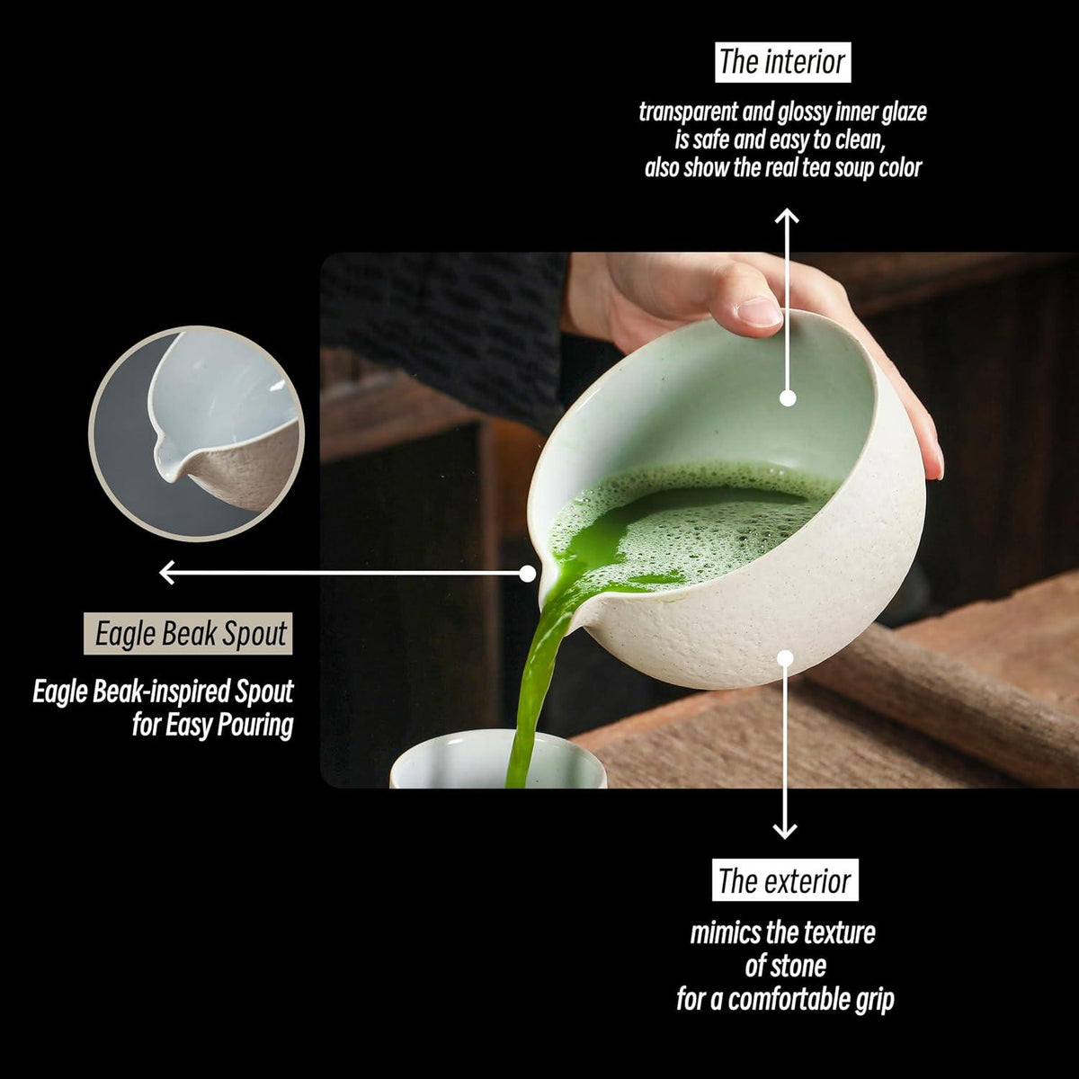 Japanisches Matcha-Tee-Set 7-teilig Bambus-Keramik N3