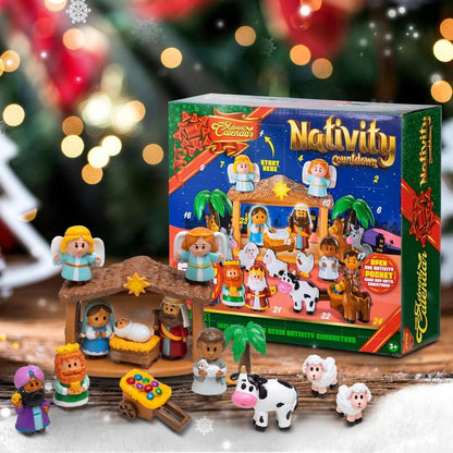 Weihnachts-Adventskalender 24-teilig Krippenfiguren Miniatur-Spielzeug