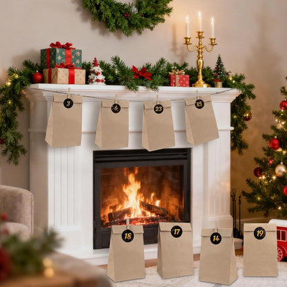 HAUSPROFI Adventskalender Kraftpapiertüten mit Zahlen zum
